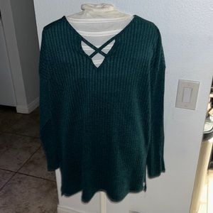 Rue 21 Green Criss Cross Pattern Sweater - large size